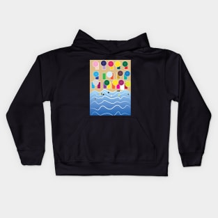 View from the sky of a full beach in summer time Kids Hoodie